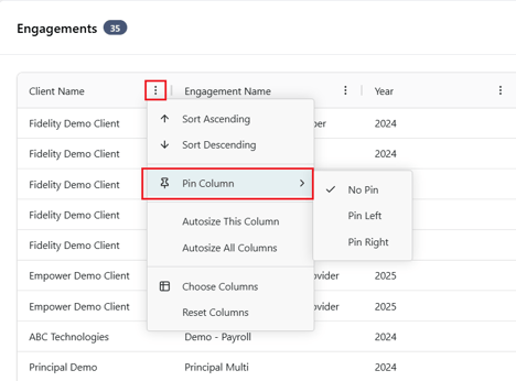 Pinning Columns