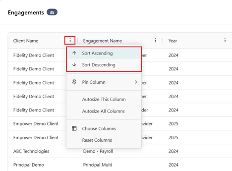 Sorting Columns