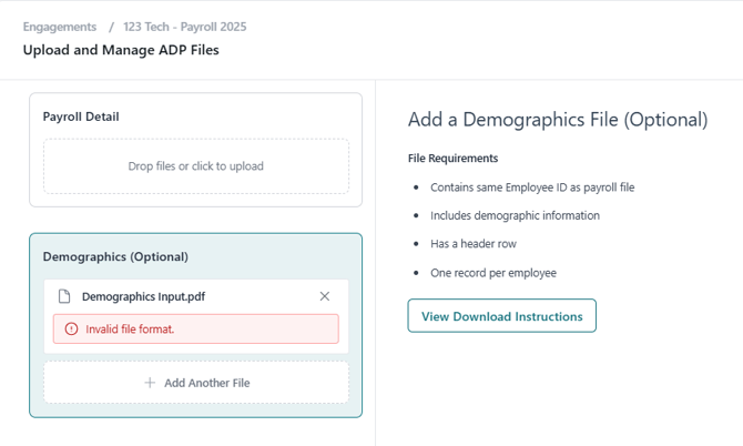 invalid demographics file
