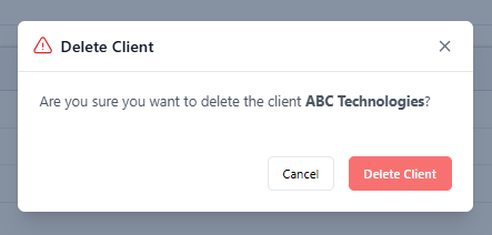 delete client modal