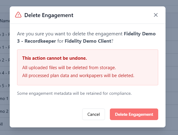 delete engagement modal